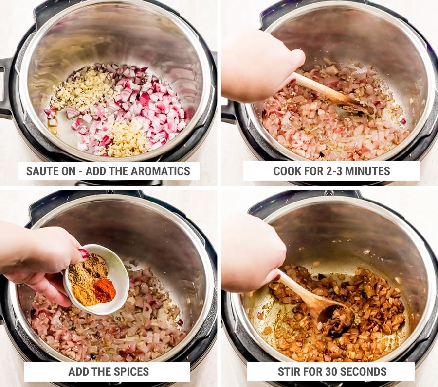 How to make Madras lentils in the Instant Pot - saute the aromatics
