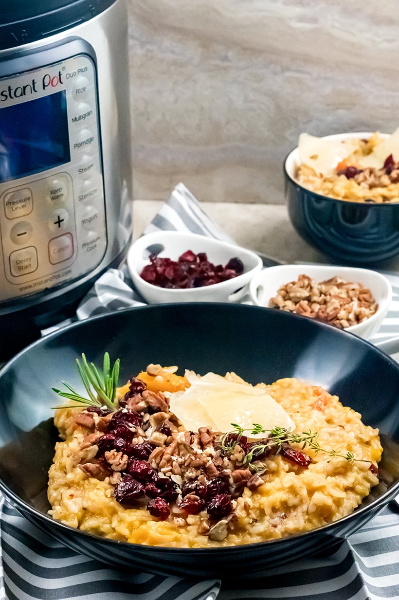 Thanksgiving risotto with butternut squash, cranberries and pecans (Instant Pot Recipe)