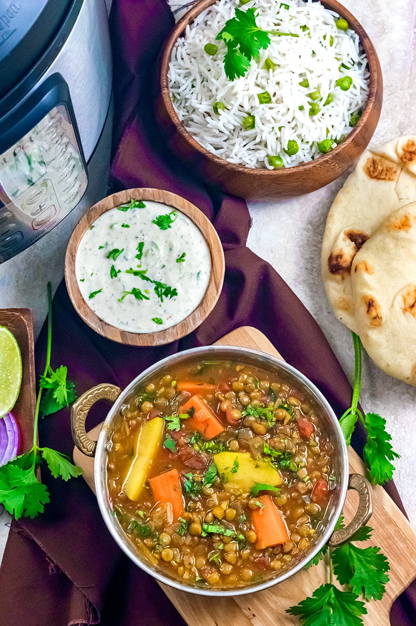 Instant Pot Madras Lentils With Raita