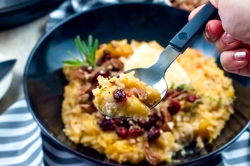 Thanksgiving risotto with butternut squash, cranberries and pecans