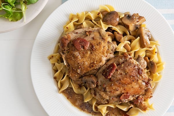 French Cider and Mustard–Braised Chicken