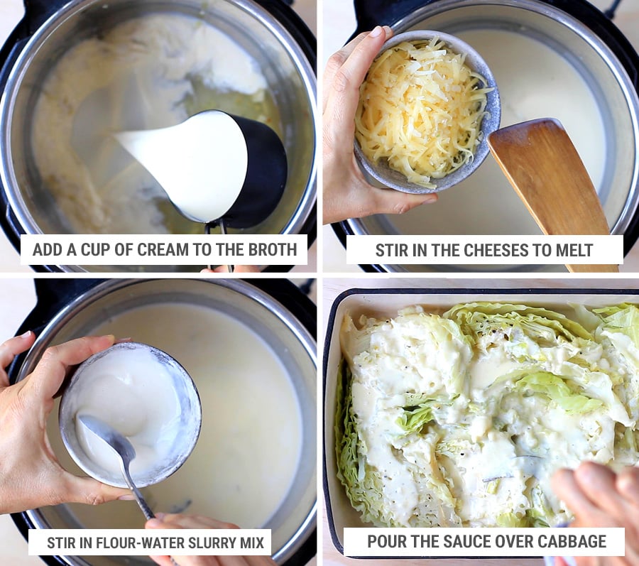 How to make creamy cheese sauce for cabbage in the Instant Pot