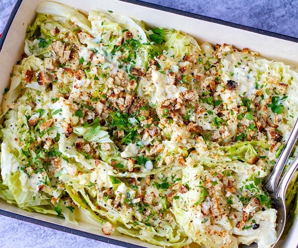 Instant Pot Cabbage In Creamy Cheesy Garlic Sauce