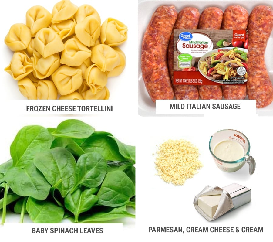 Ingredients for Instant Pot tortellini alfredo