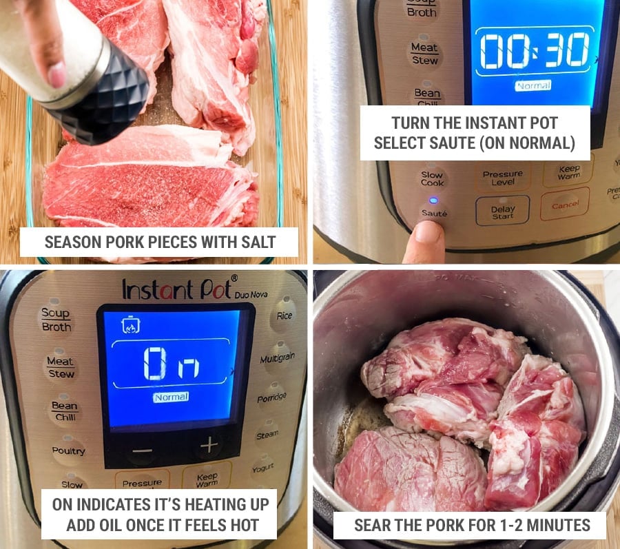 How to prepare and sear pork shoulder in Instant Pot - step 1
