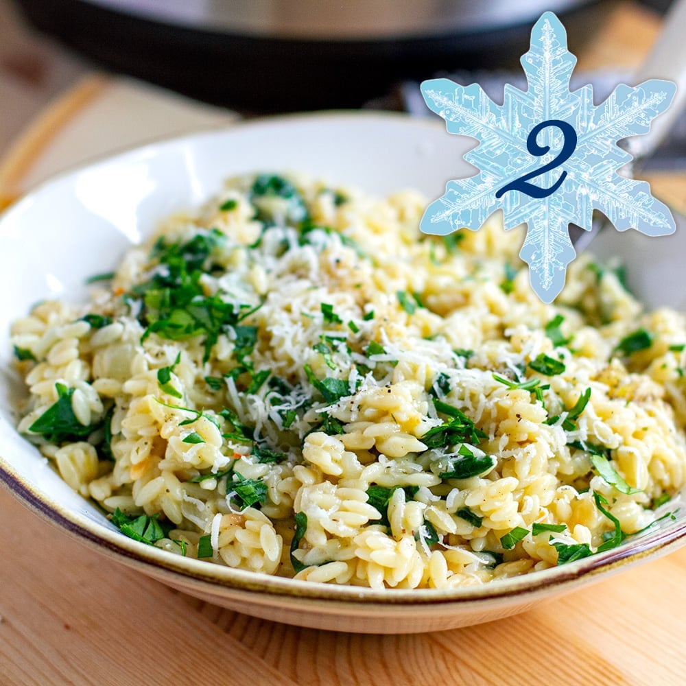 INSTANT POT ORZO WITH LEMON, PARMESAN & SPINACH