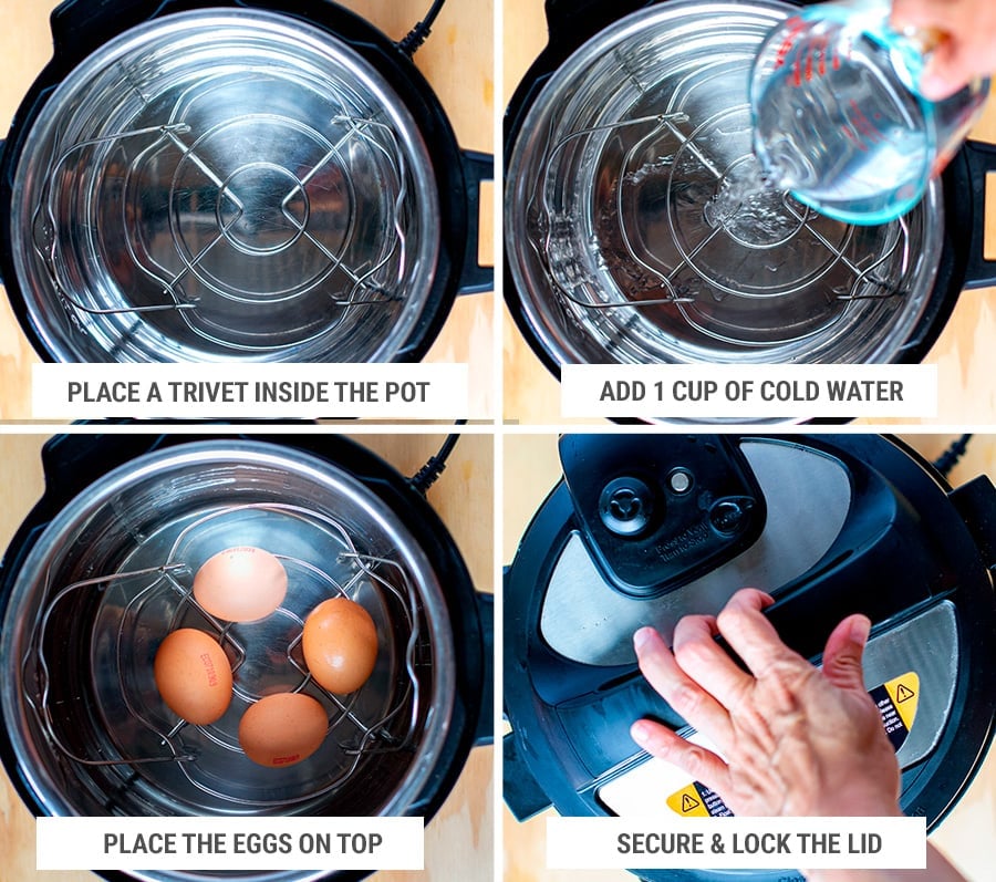 Using trivet to boil eggs