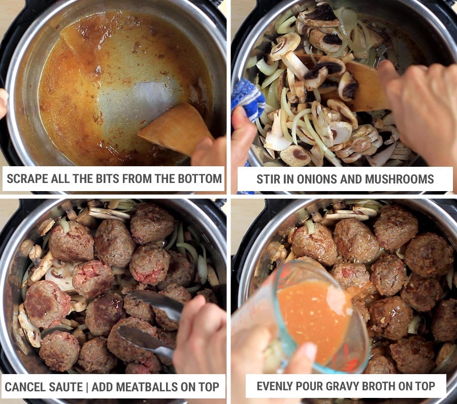 Making salisbury steak meatballs instant pot step 3 