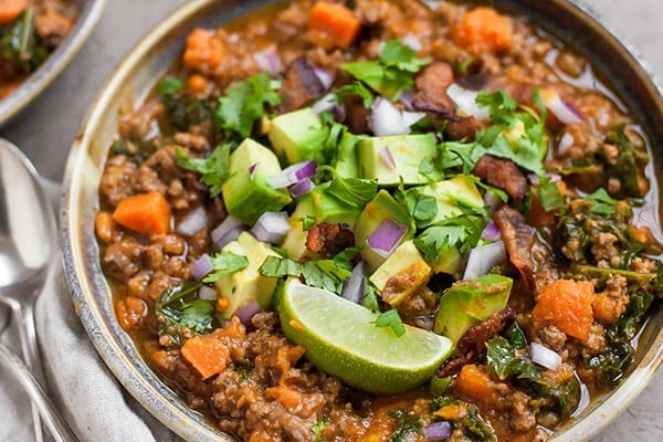 INSTANT POT BACON AND SWEET POTATO CHILI