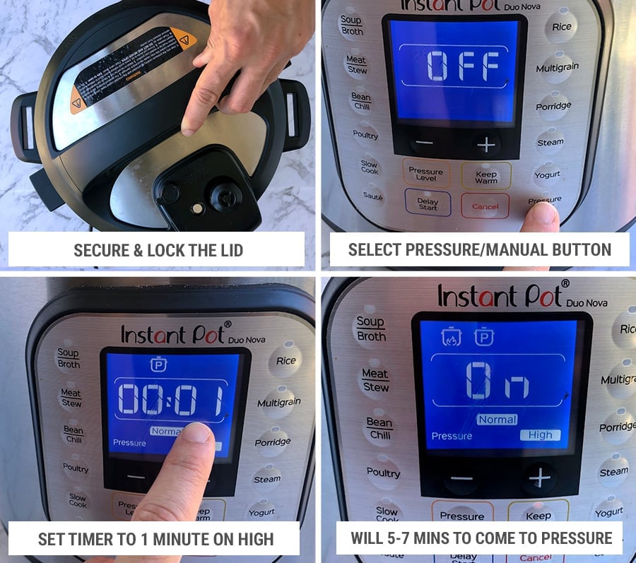 Instant Pot settings for cooking mushroom penne pasta