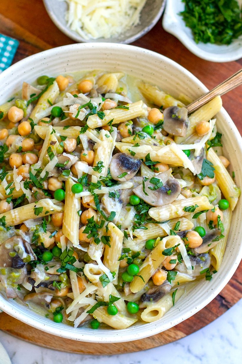 Creamy Mushroom & Chickpea Pasta (Instant Pot Recipe)