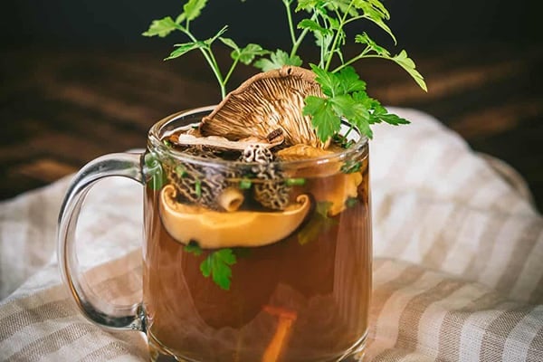 Pressure Cooker Wild Mushroom Broth