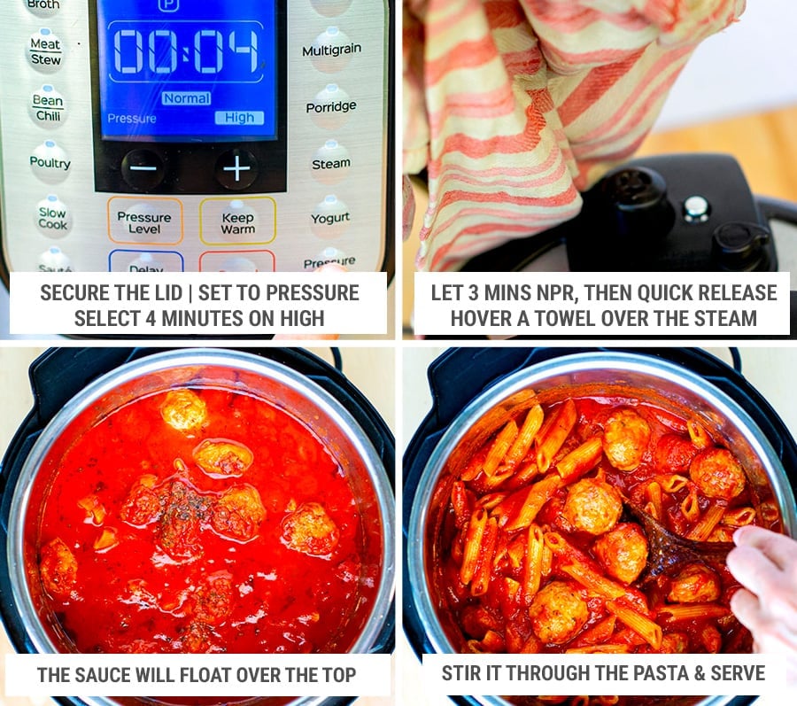 How to make instant pot pasta & meatballs steps 2