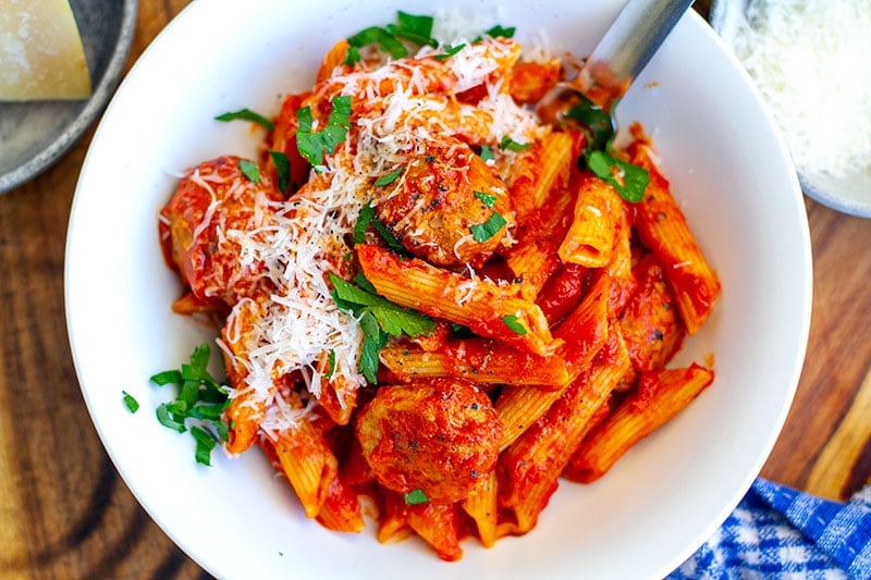 Pasta with Tomato Meatballs