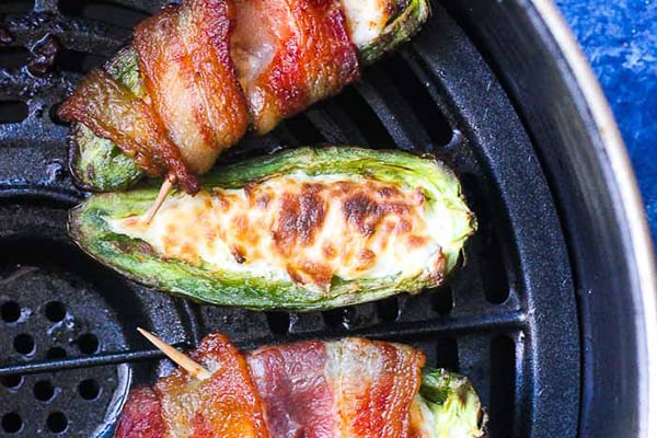 Air fryer bacon wrapped jalapeno poppers