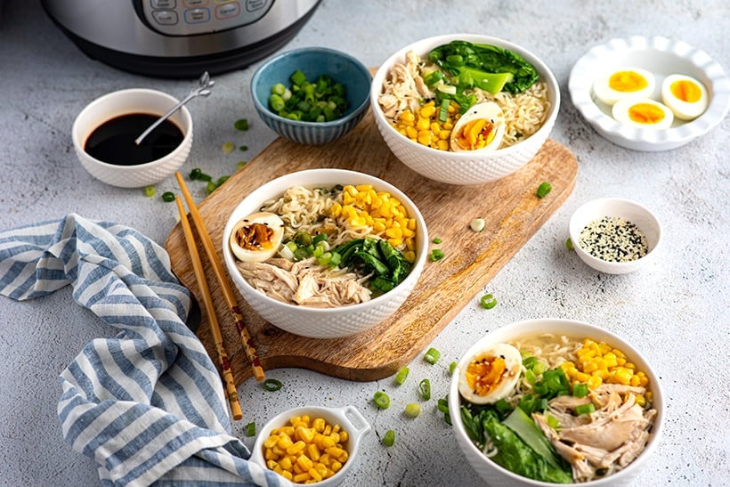 Instant Pot miso ramen noodles with chicken