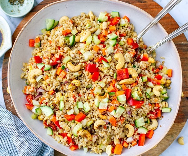 Brown Rice Cashew Salad With The Instant Pot (or Stovetop)