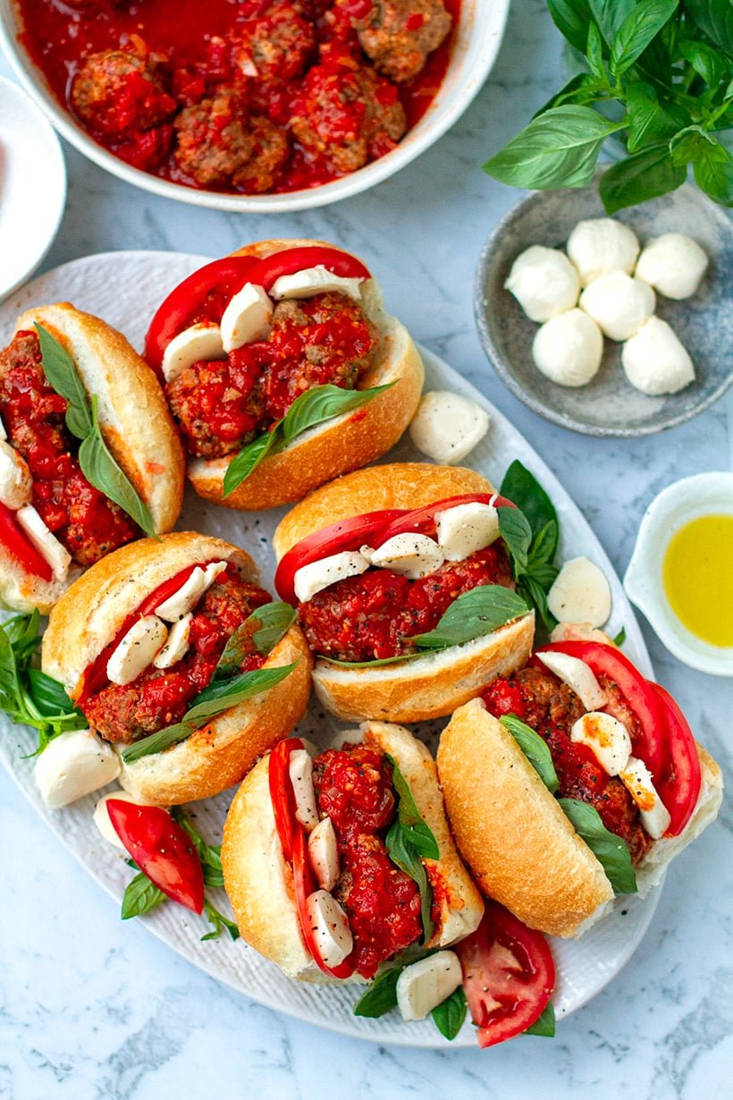 Instant Pot Italian Meatball Caprese Sandwiches