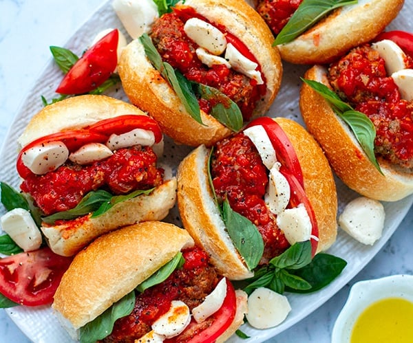 Instant Pot Italian Meatball Caprese Sandwiches