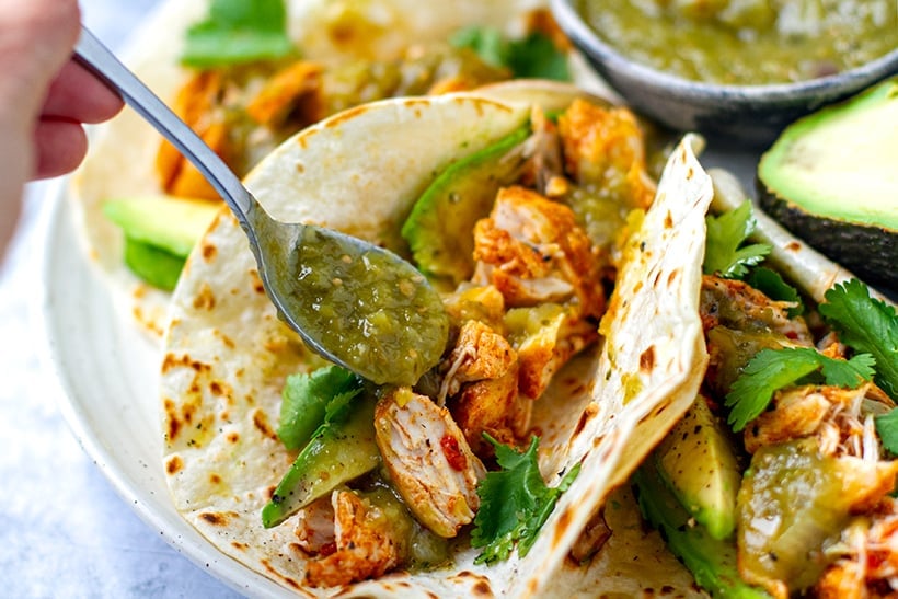 Easy Chicken Tacos With Salsa Verde Instant Pot Recipe