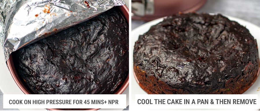 Cooked chocolate zucchini cake out of Instant Pot pressure cooker