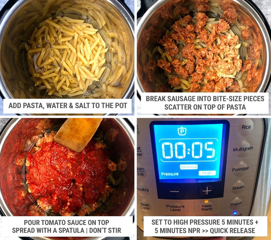 How to make Instant Pot creamy sausage pasta step 1