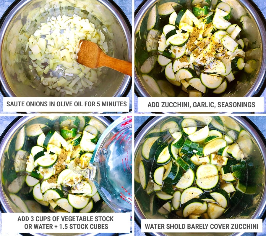 How to make zucchini soup in Instant Pot steps 1
