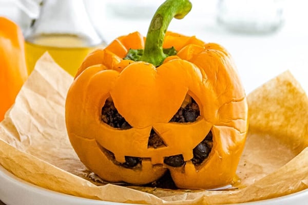 Jack-O-Lantern Stuffed Peppers Instant Pot