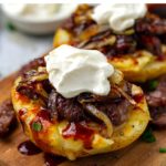 BBQ Sausage & Onions Stuffed Baked Potatoes (Instant Pot + Oven)
