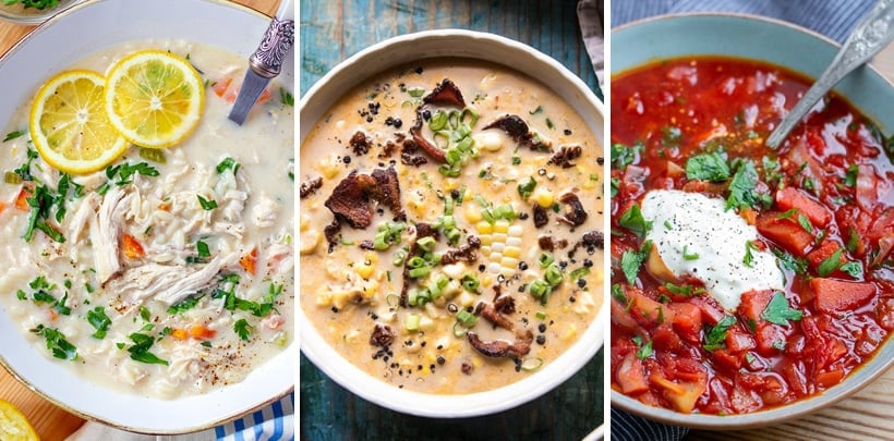 Best soup recipes: greek chicken lemon soup, chipotle corn chowder, borsht soup