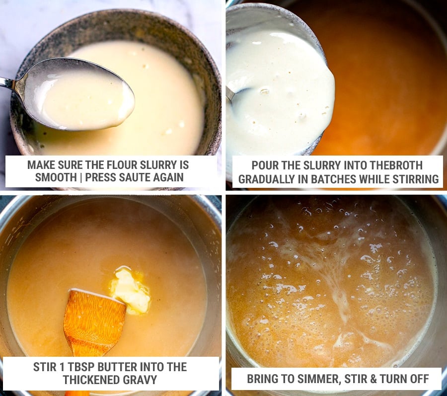 Making gravy in the Instant pot with flour slurry steps 3