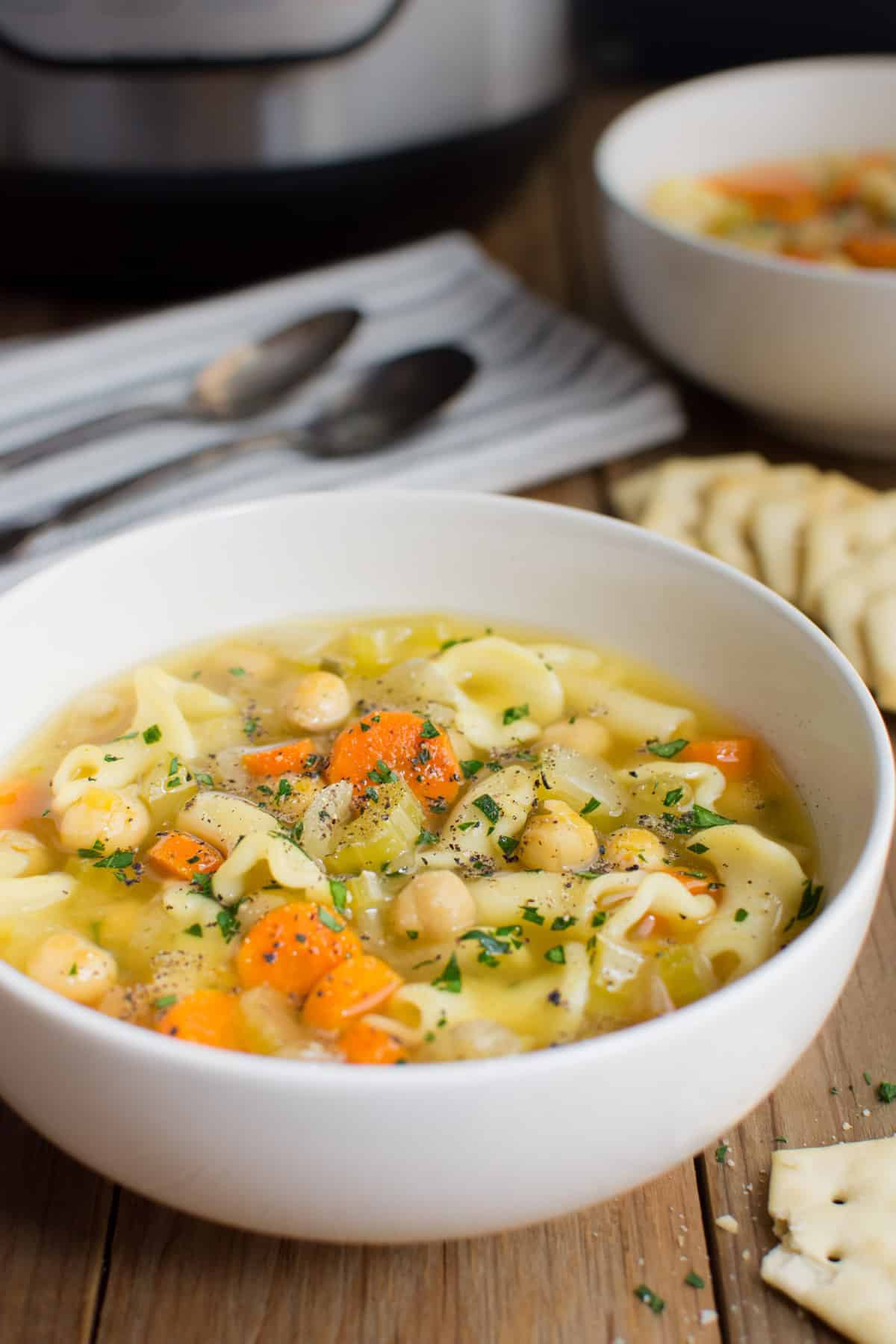 Vegan Noodle & Chickpea Soup