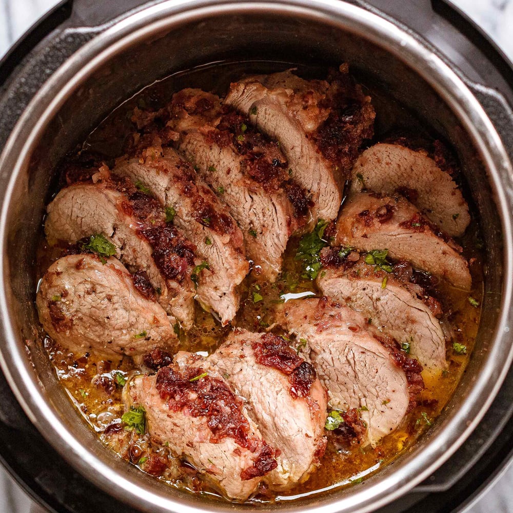 Instant Pot Pork Tenderloin with Cranberry Butter Sauce