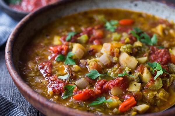 INSTANT POT SPLIT PEA SOUP WITH HARISSA