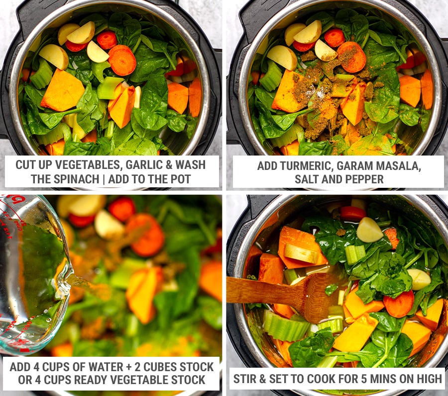 How to make vegetable soup in the Instant Pot step 1