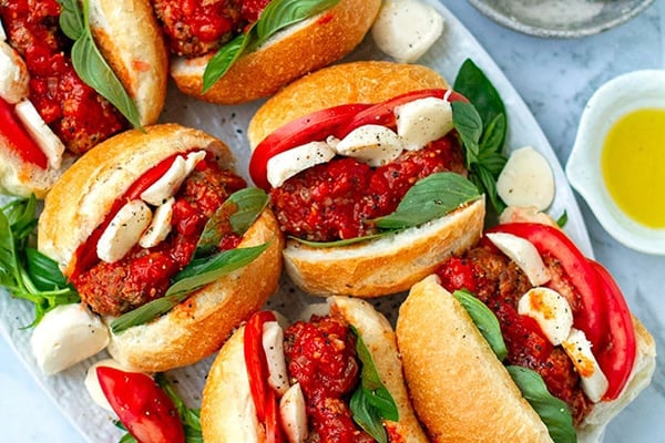 INSTANT POT ITALIAN MEATBALL CAPRESE SANDWICHES