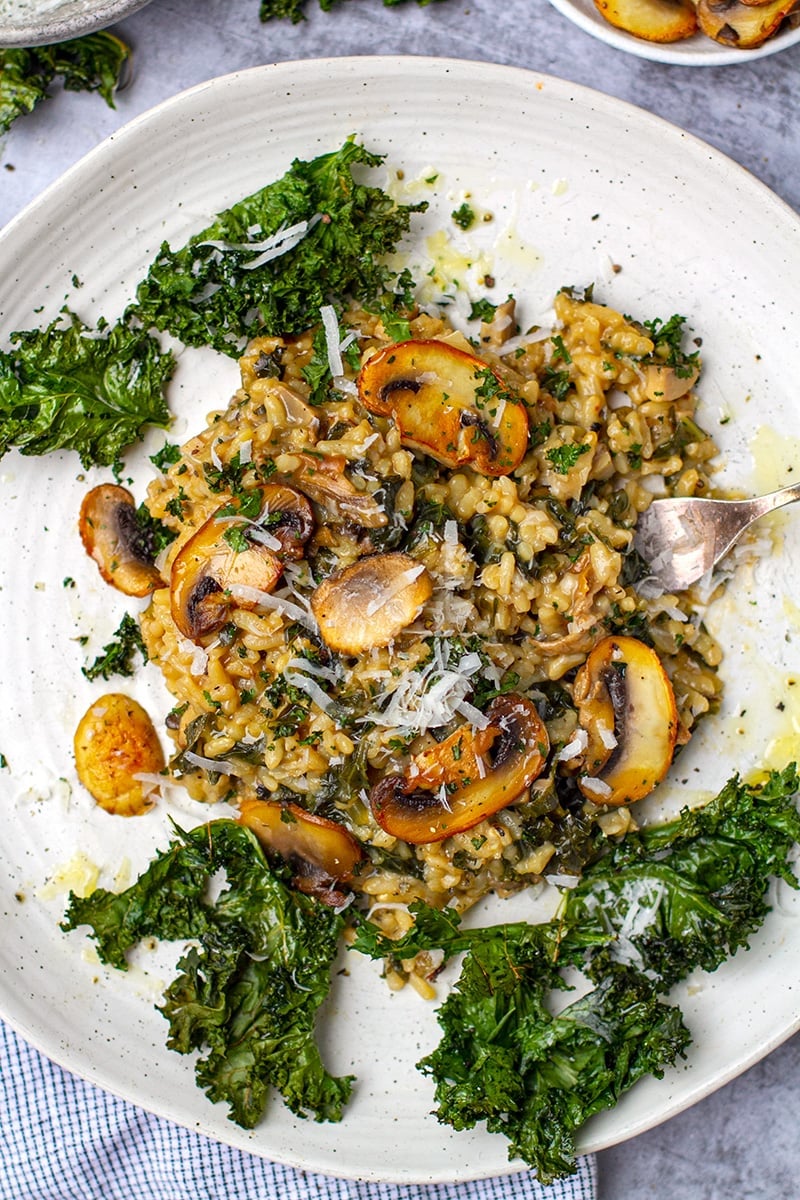 Mushroom Risotto Instant Pot Recipe (With Kale)