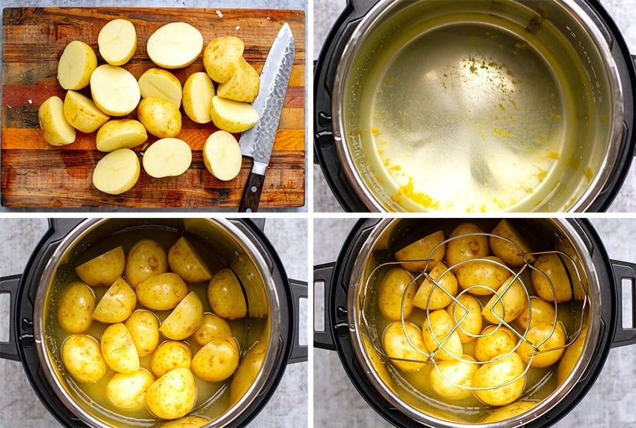 Prepare potatoes for cooking in the Instant Pot with chicken