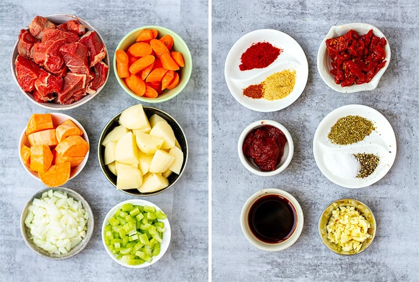 Whole30 beef stew ingredients for the Instant Pot