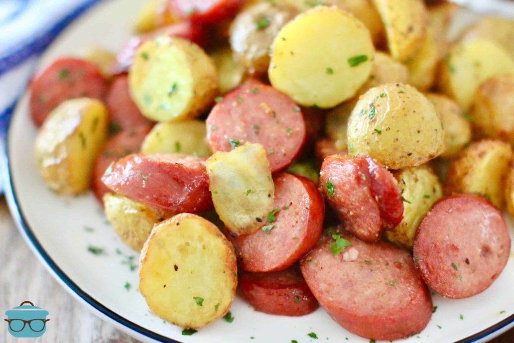Air fyer potatoes and sausage