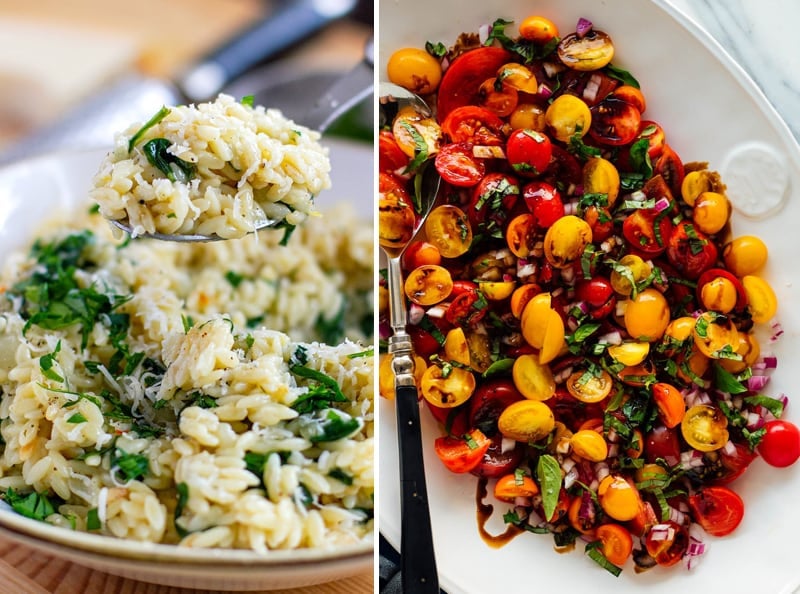 Lemon, Parmesan & Spinach Orzo + Tomato Salad