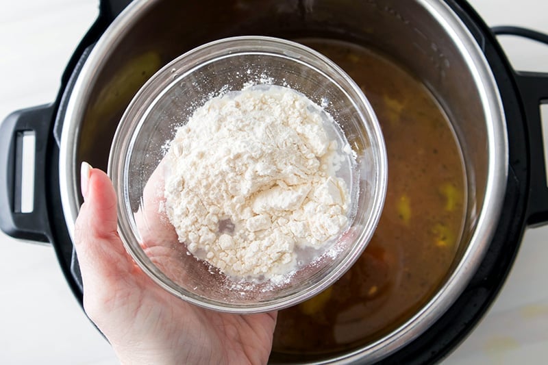 Step 7. Use flour slurry to thicken Mississippi roast gravy liquid.