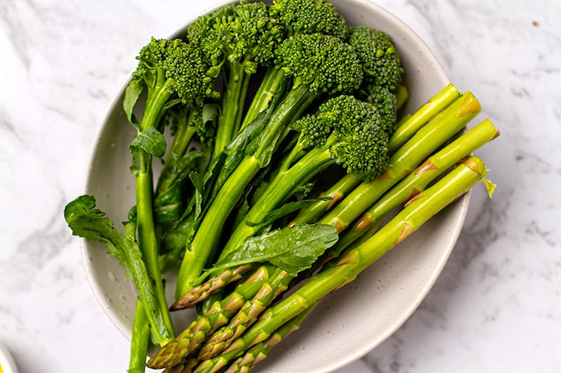Green broccoli and asparagus