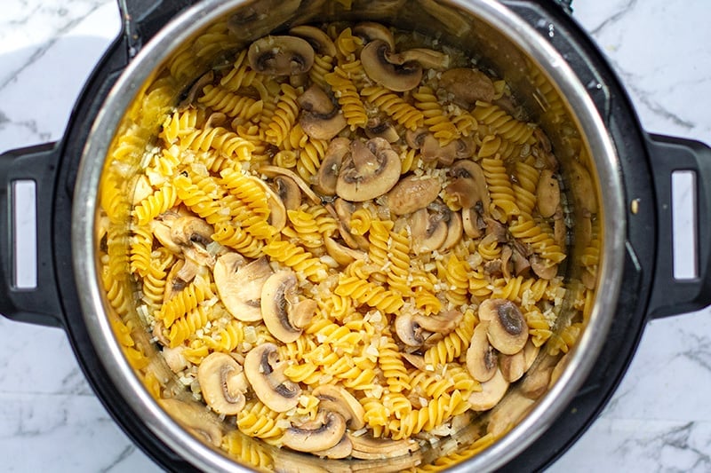 Mushroom pasta after cooking