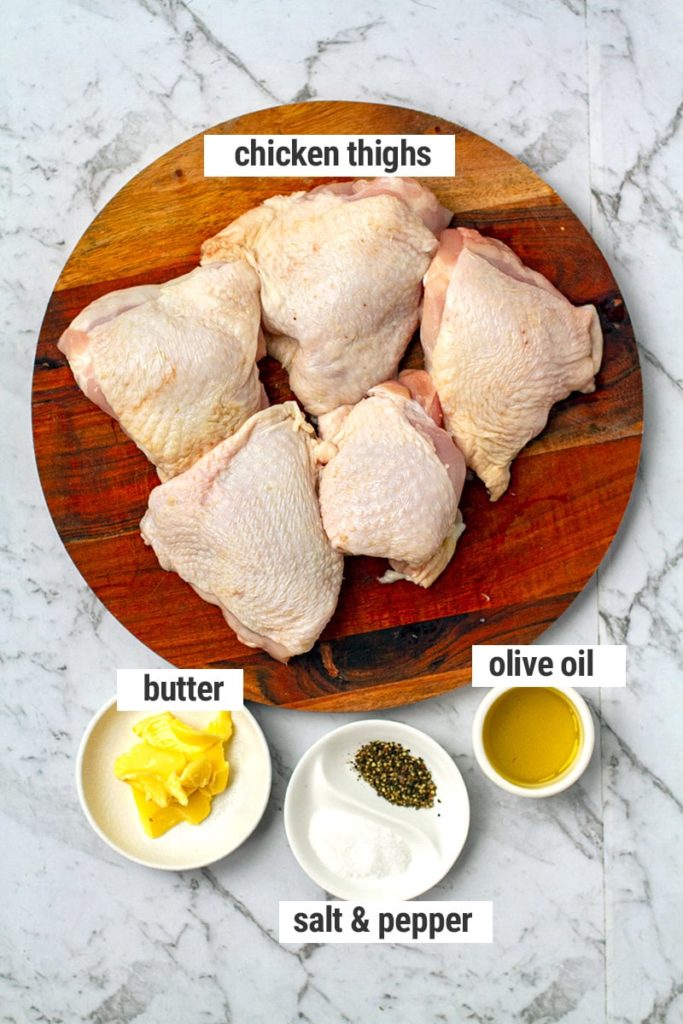 Chicken Fricassee ingredients: chicken, butter, olive oil, salt and pepper