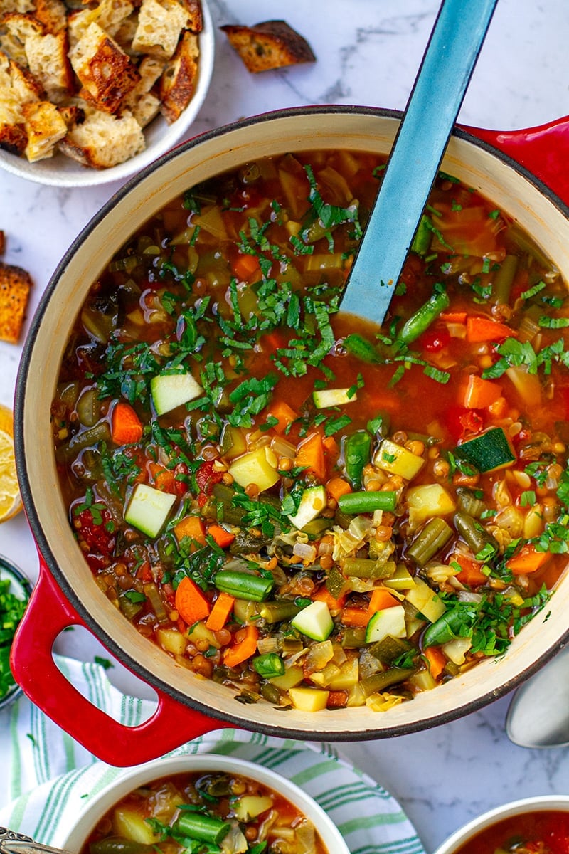  Instant Pot low-calorie soup is filled with vegetables and lentils