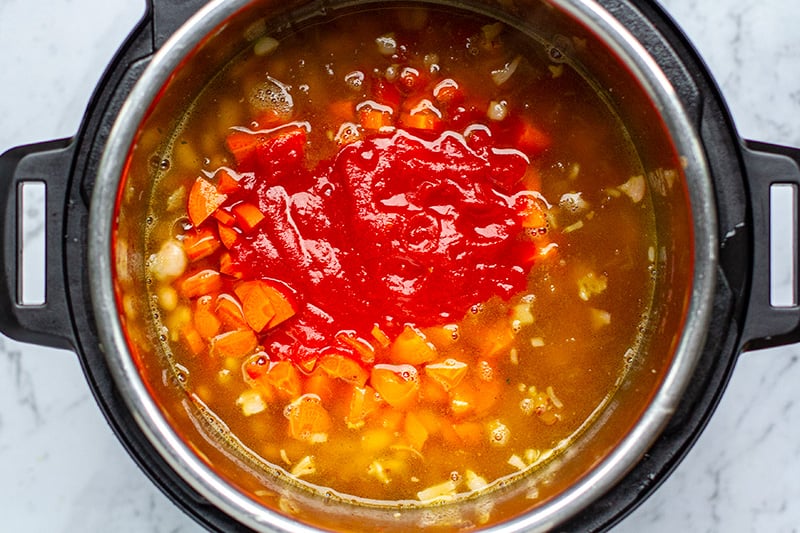 How to make Instant Pot bean soup - step 3 adding other ingredients