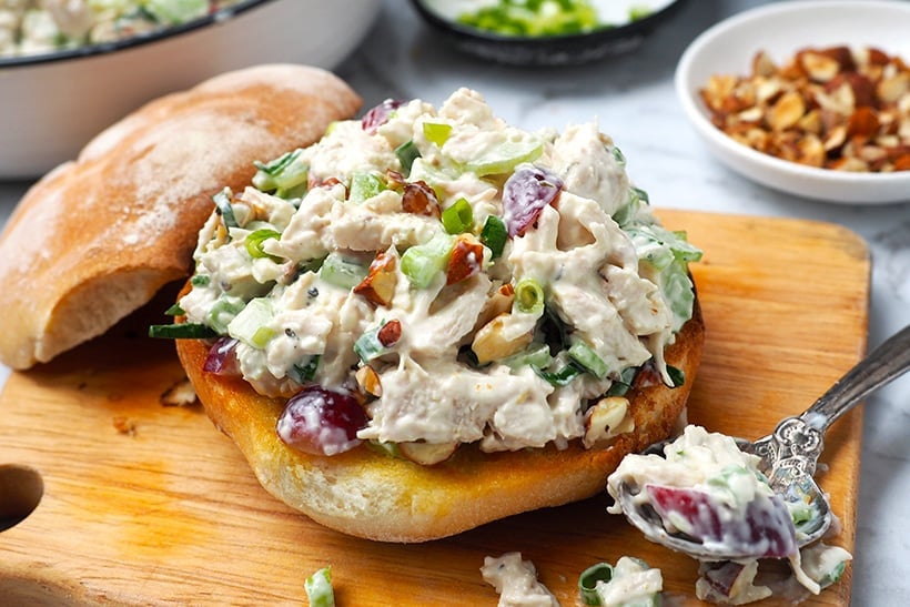 Instant Pot Chicken Salad Recipe - Served as a sandwich