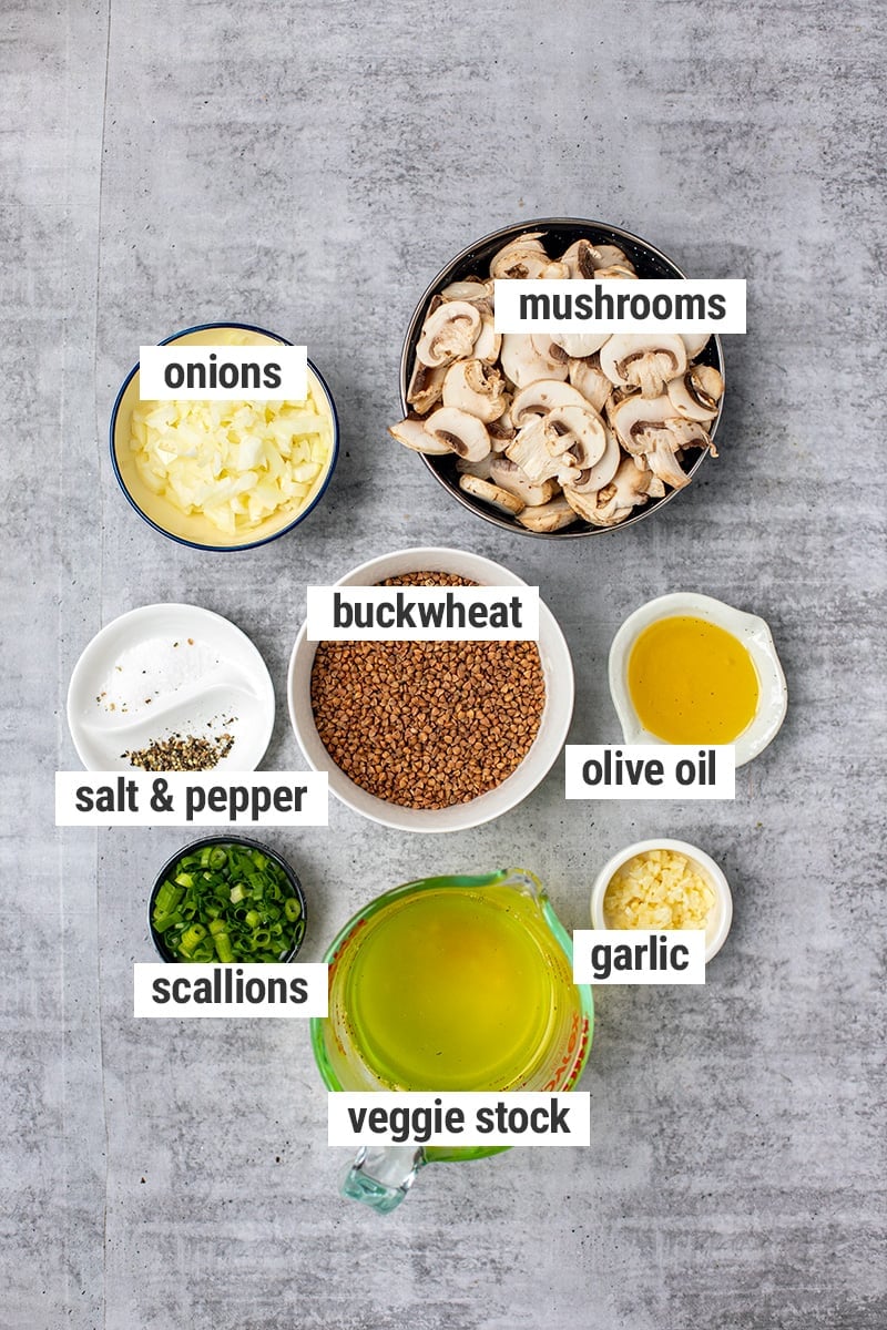 Mushroom buckwheat recipe ingredients