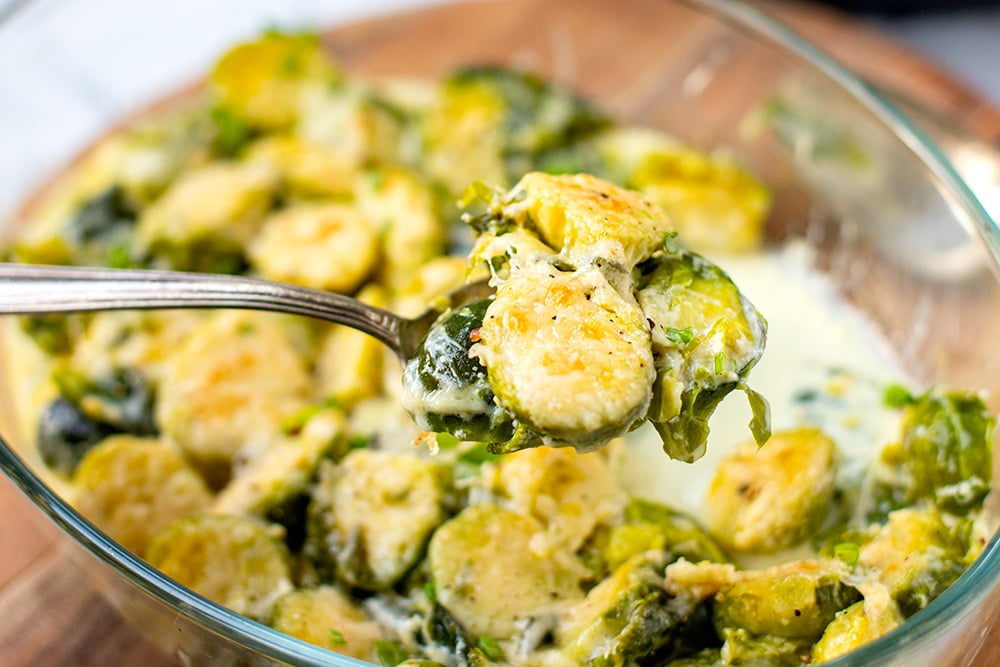 Brussel sprouts au gratin style with Instant Pot and oven